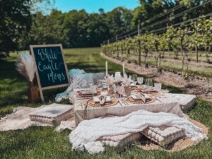 Pop Up Picnic: A beautiful vineyard picnic arrangement by one of Bluefish Vacation Rental's partners, Sincerely K&J